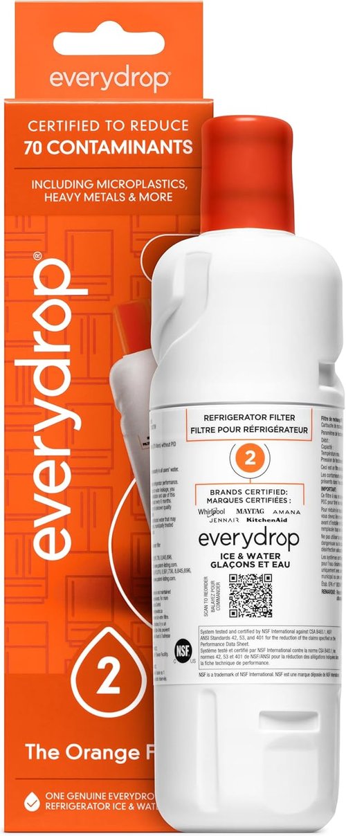 Everydrop by Whirlpool Ice & Water Refrigerator Filter 2 - EDR2RXD1, Single-Pack Replacement Filter