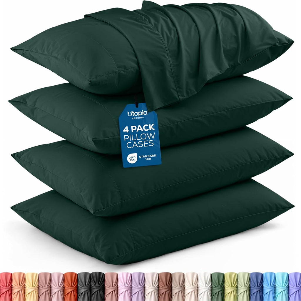 Utopia Bedding King Pillow Cases - 4 Pack - Soft Brushed Microfiber - Fade Resistant 20 X 40 Inches (Emerald)