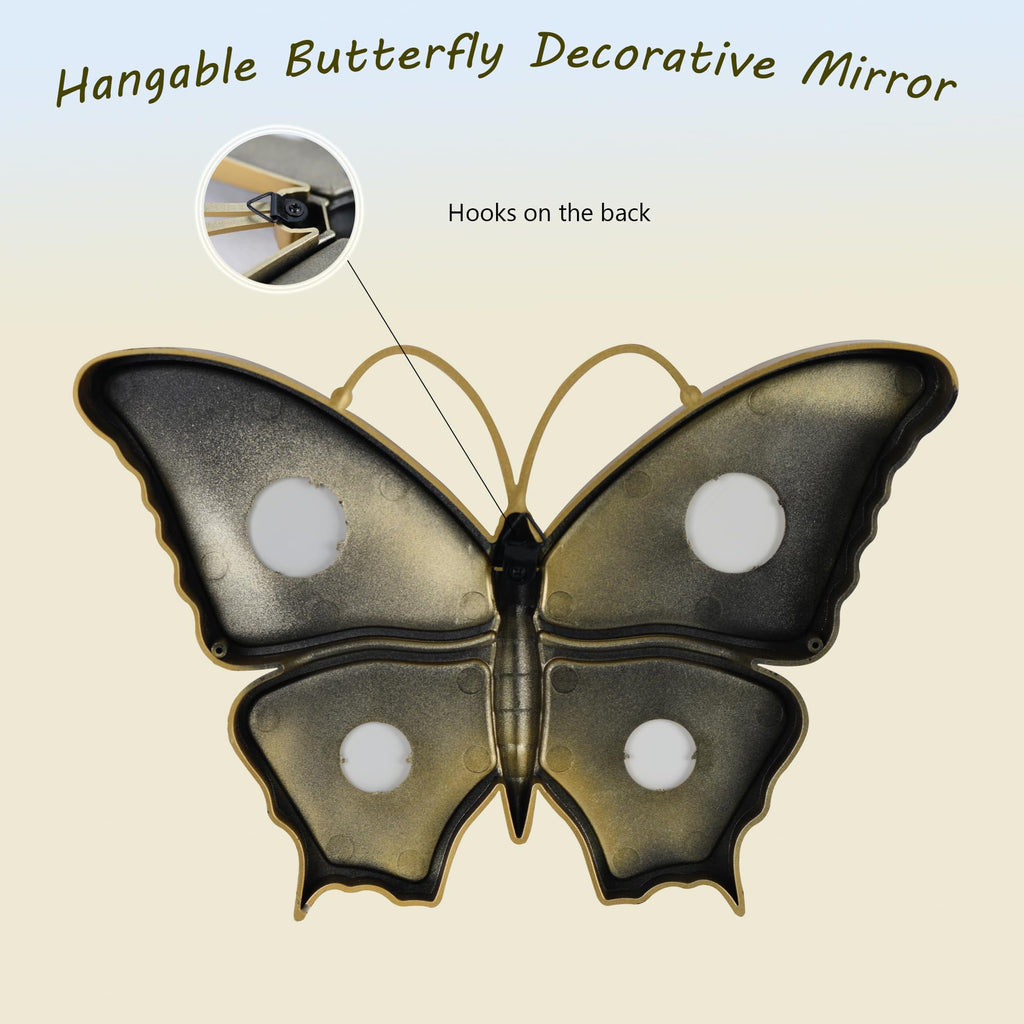 Wartter Decorative Butterfly Wall Mirror with Gold Plastic Frame (9.8 x 6.3 inch)