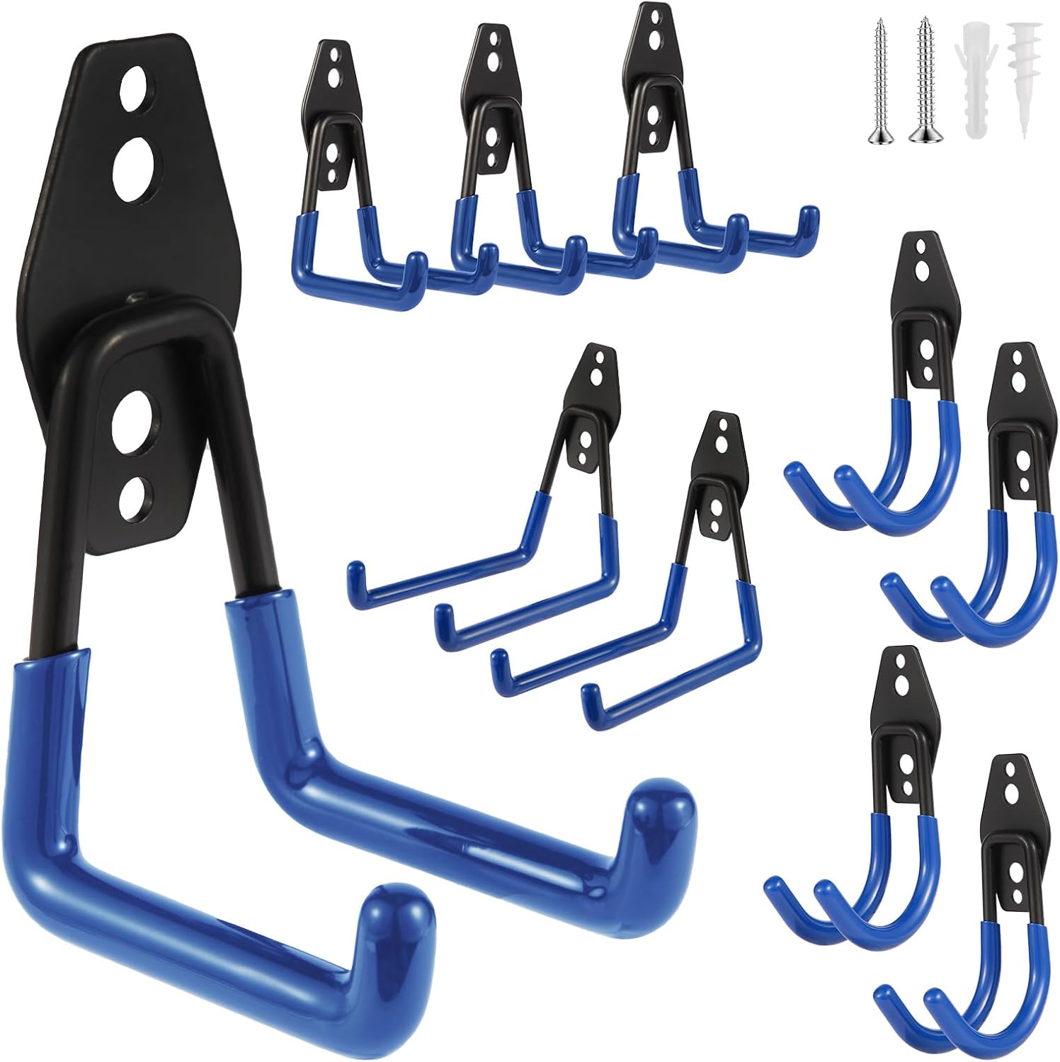 Steel Garage Hooks - Heavy Duty Wall Tool Organizer | 10 Pack for Ladders, Ropes & Garden Tools
