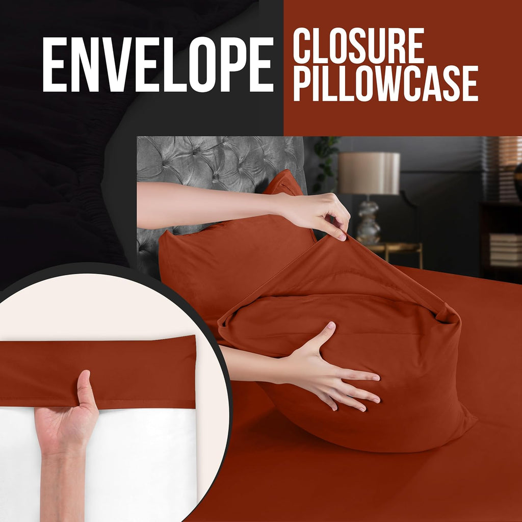 Utopia Bedding Queen Pillow Cases - Soft Brushed Microfiber - 4 Pack, Fade Resistant | 20 x 30 Inches, Orange