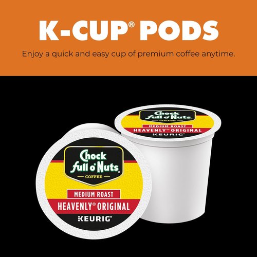 Chock Full o' Nuts K-Cup Pods - Heavenly Original Medium Roast Coffee - 32 Single Serve Pods