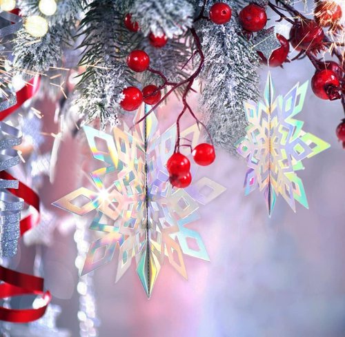 GuassLee 3D Iridescent Paper Snowflakes - 15PCS Winter Wonderland Decorations | Perfect for Christmas & Birthday Parties