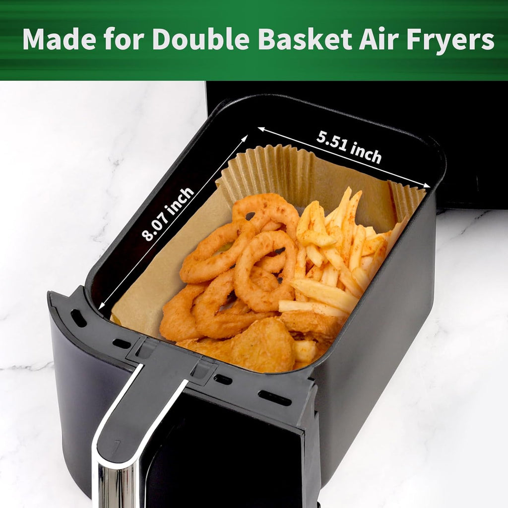 SIUDANGKA Air Fryer Liners - 200 Disposable Parchment Paper Sheets for Ninja SL401 XL 2-Basket Fryer