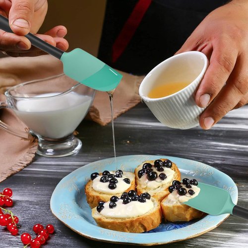 Coukre Silicone Spatula Set - High-Temperature Resistant, Food Grade, Dishwasher Safe | Aqua Green, 5-Piece Set