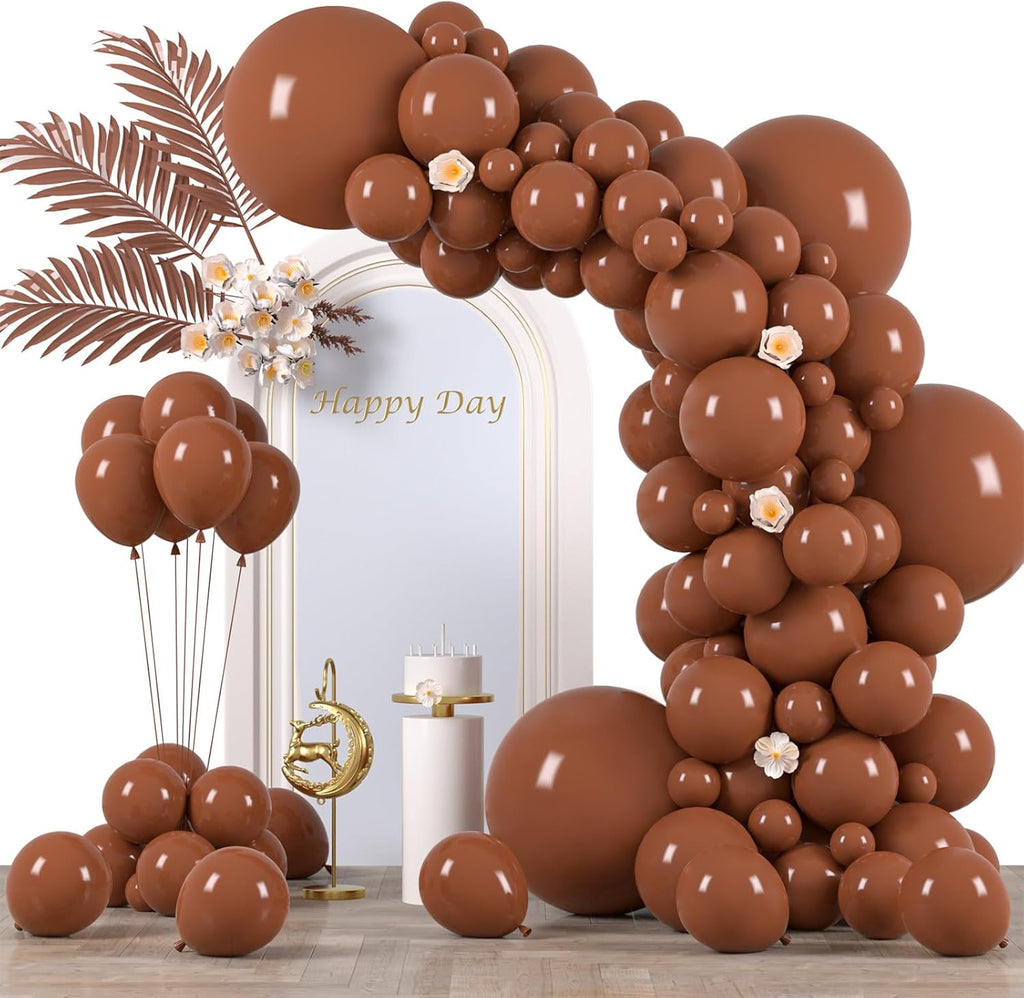 Voircoloria 130-Piece Coffee Brown Balloon Garland Kit - Tan Latex Balloons for Birthday, Baby Shower, Wedding & More