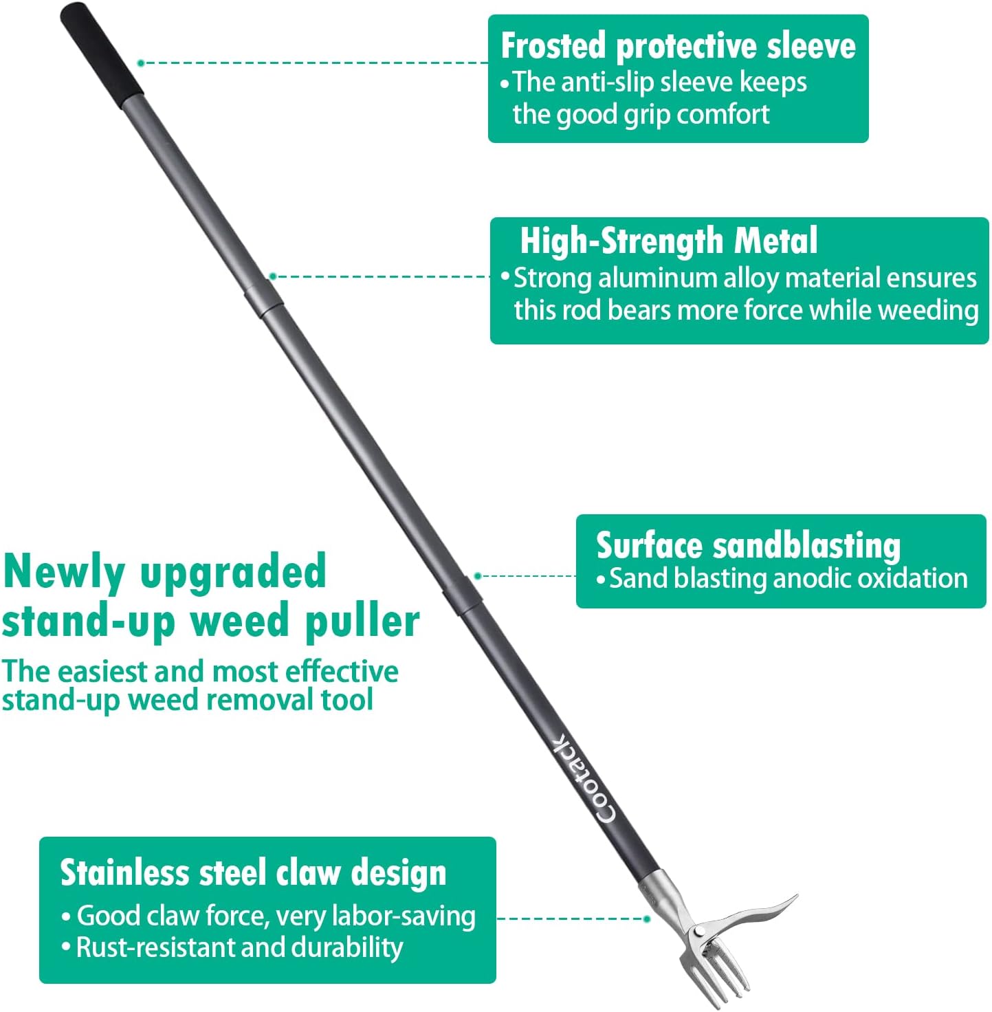 52'' Weed Puller - Skiennix Manual Weeding Tool with Stainless Steel Claw for Easy Garden Maintenance