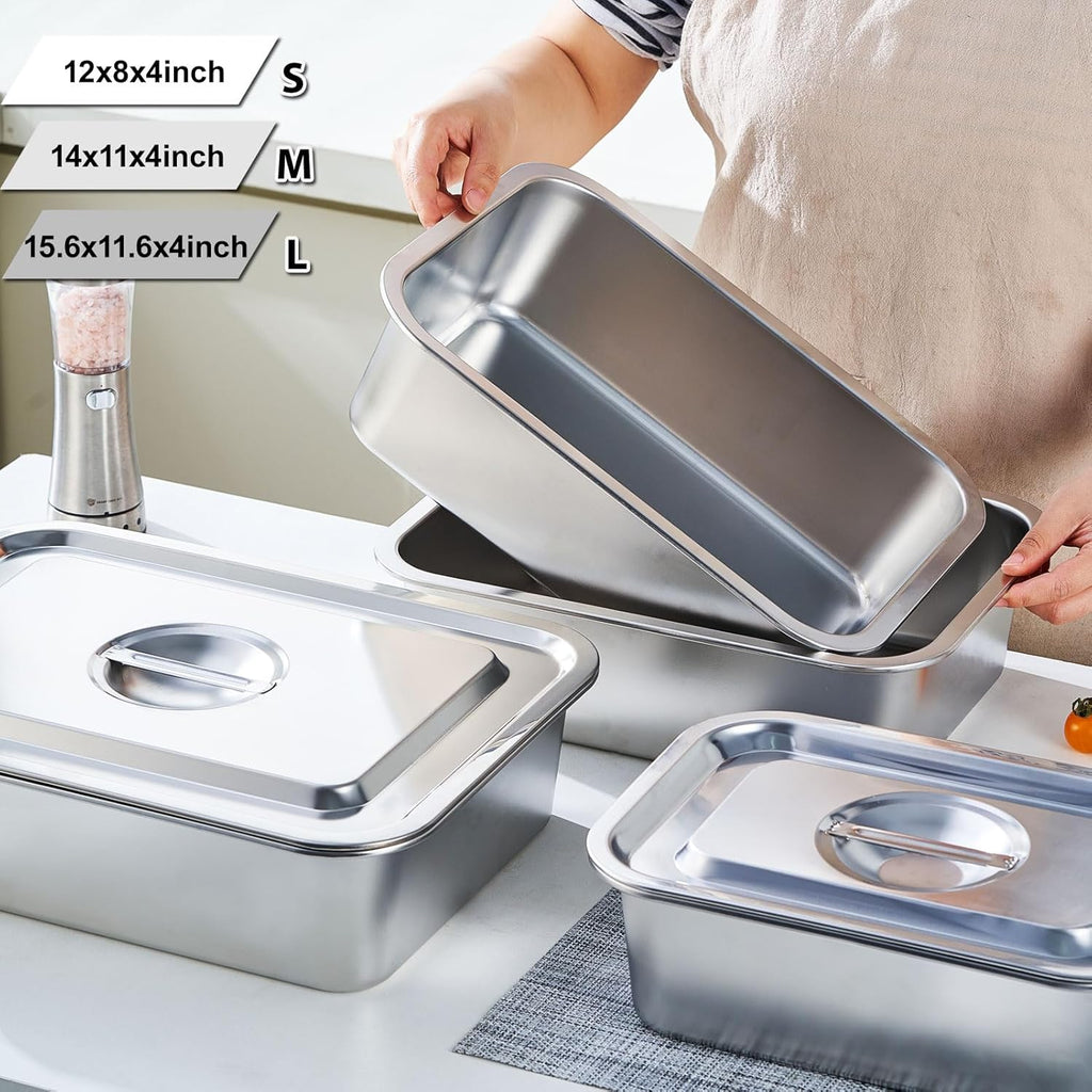 Skiennix 4-Inch Extra Deep Lasagna Baking Pan - 11x14 Inch Nonstick Stainless Steel with Lid | 7.4QT Capacity