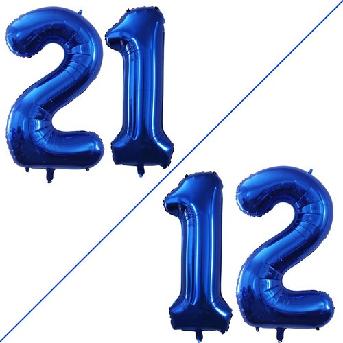 GOER Jumbo Number 12 Balloons - 42 Inch Foil Helium Decorations for 12th Birthday Party | Blue