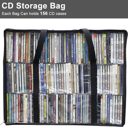 Salajory CD DVD Storage Bags 3-Pack, PU & Clear Blu-ray Case Holder with Zipper & Handles | Holds 99 Blu-Ray 64 DVD 156 CD Cases per Bag | Media & Video Game Storage Organizer for Movies