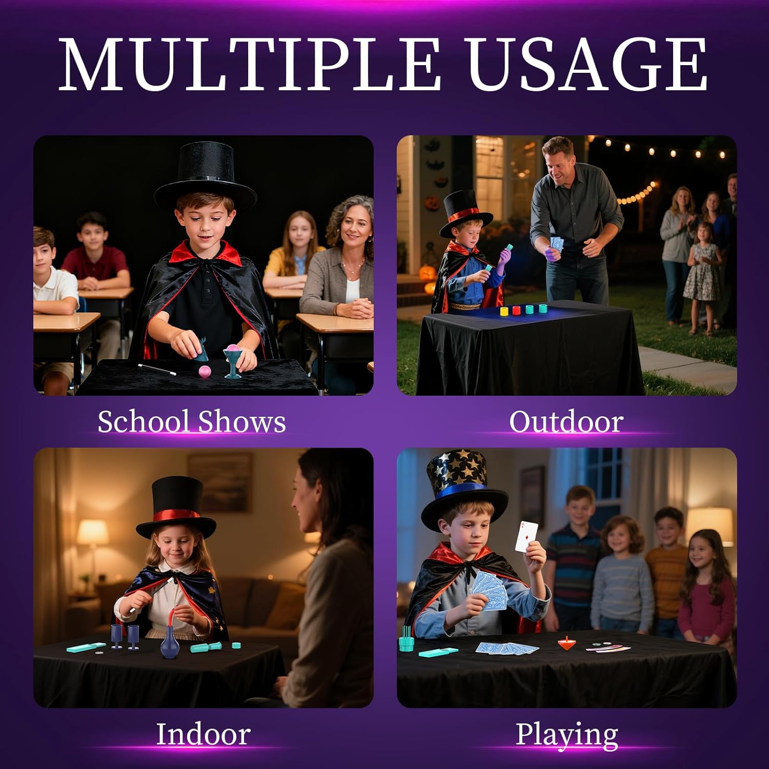 Nicella Magic Kit - 208+ Magic Tricks for Kids Age 6-12 | Beginner-Friendly Set with Manual & Video