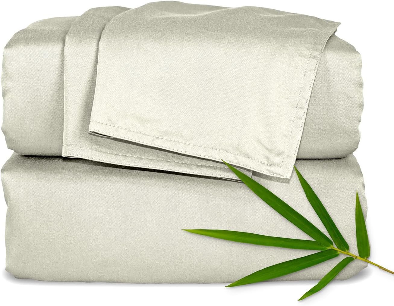 Pure Bamboo Twin Sheets - Luxuriously Soft & Cooling 100% Organic Viscose Bed Sheet Set | Birch Color, Double Stitching