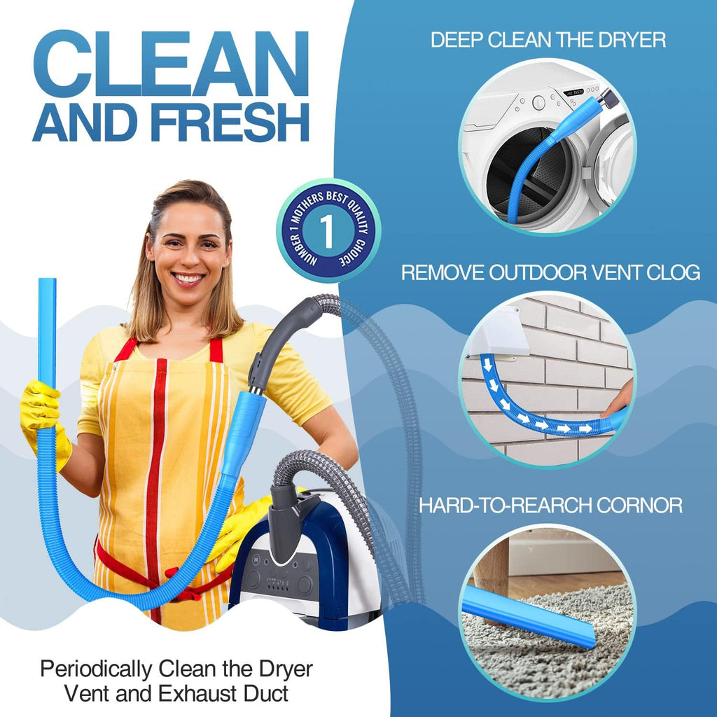 PetOde Dryer Vent Cleaner Kit - Versatile Lint Remover for Power Washer & Vacuum Hose