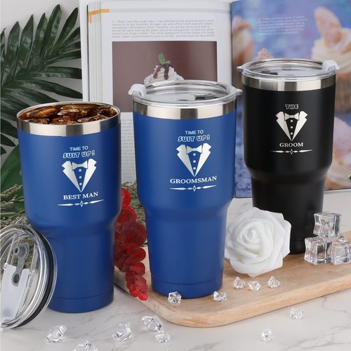 Pengtai Groomsmen Gifts Set of 6, 40oz Stainless Steel Modern Tumbler for Wedding, Bachelor Party