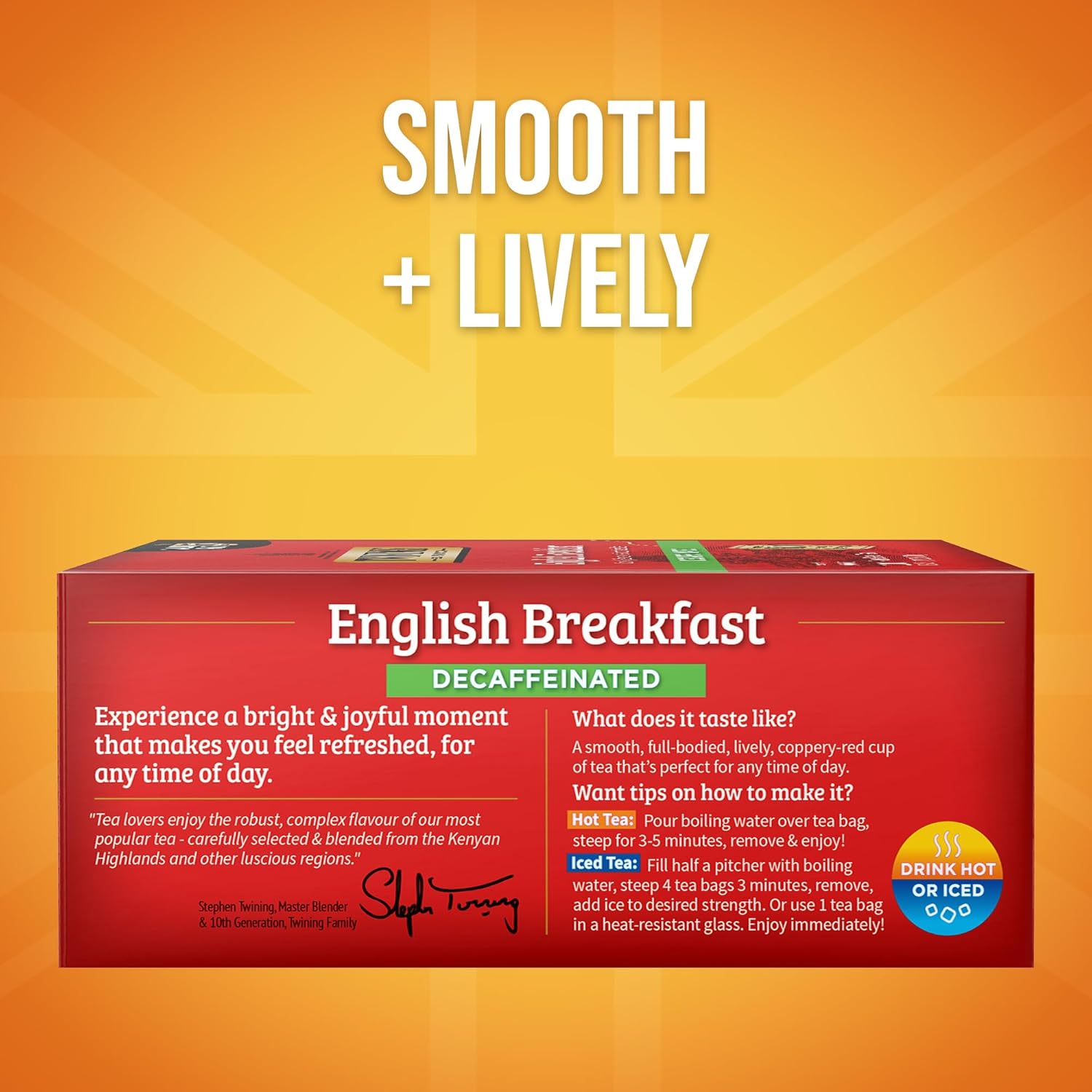 Twinings Decaffeinated English Breakfast Black Tea - Smooth & Flavorful | 100 Individually Wrapped Teabags