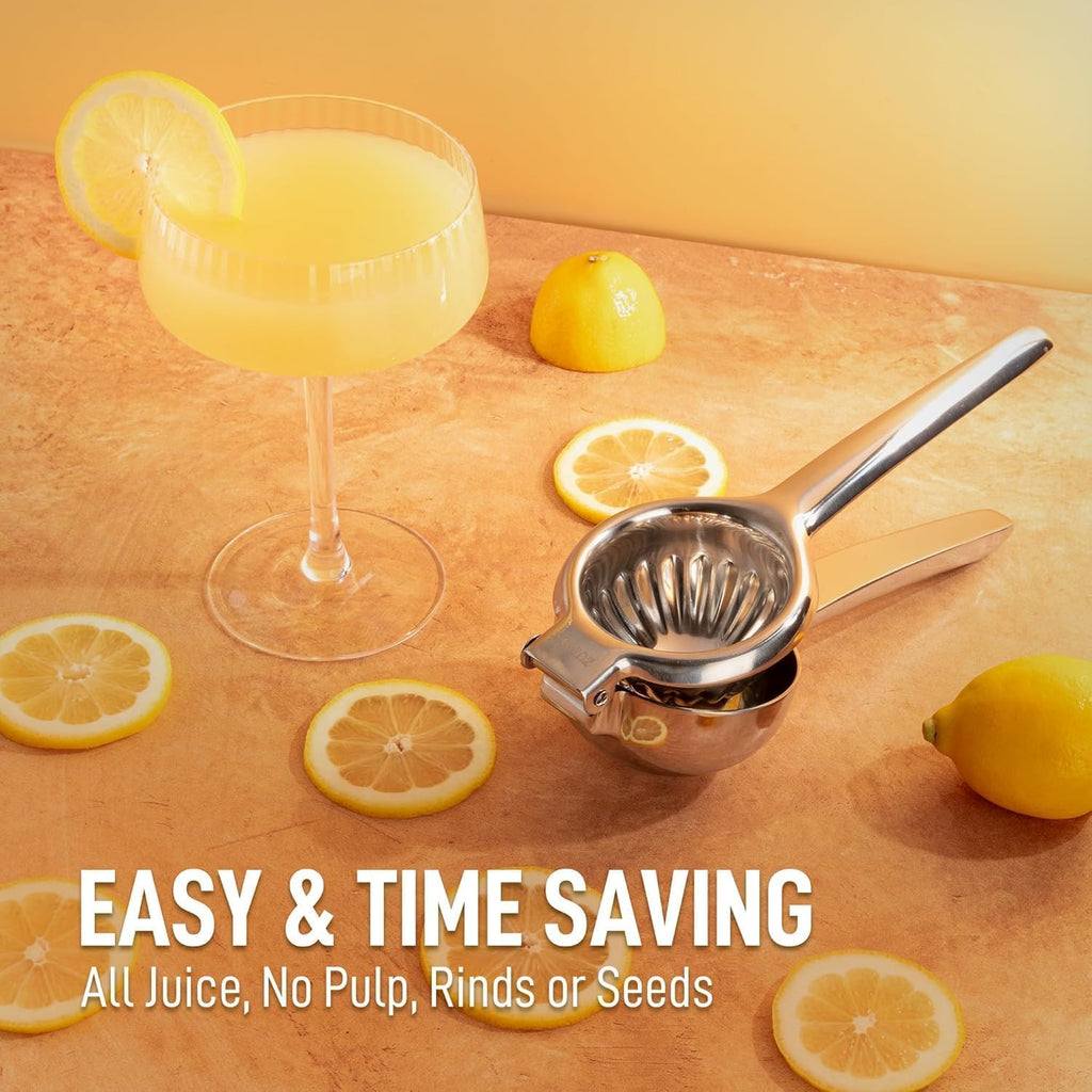 Zulay Kitchen Stainless Steel Lemon Squeezer - Heavy Duty Manual Citrus Press Juicer | Large Size