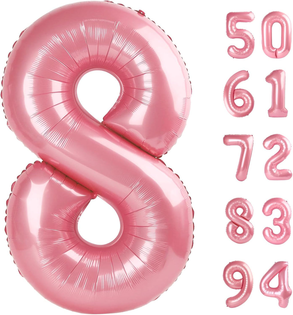 Pearlescent Pink Number 8 Balloon - 40 Inch Birthday Decoration for Girls | Pastel Pink Party Supplies