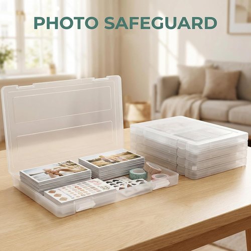 Hiceeden 4 Pack Plastic Project Case - Slim Document Holder for 8.5"x11" Files | Transparent Scrapbook Storage