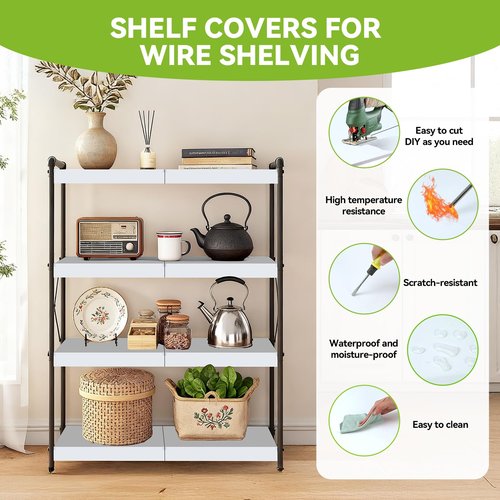 HKXALHHDD 5 PCS Wire Shelf Covers,24 * 16 Wire Rack Covers for Shelves,PVC Wood-Look Faux Shelf Cover for Wire Shelving,Moisture Resistant Durable,Easy to Cut Install,Shelfs Cover for Pantry Closet