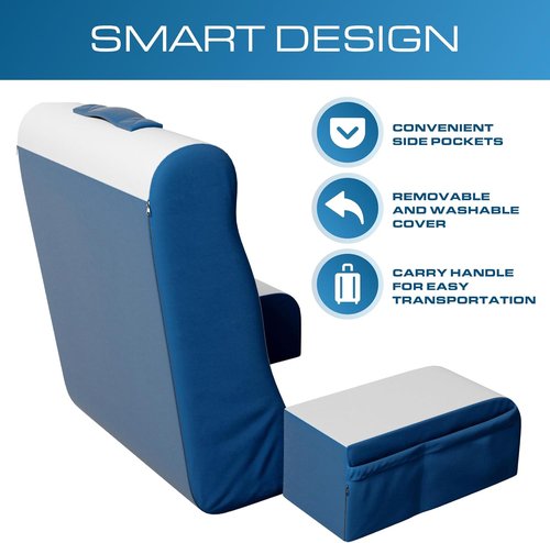 Kolbs Wedge Reading Pillow - Plush Backrest Cushion with Arms for Comfort | 19" Blue Bed Chair