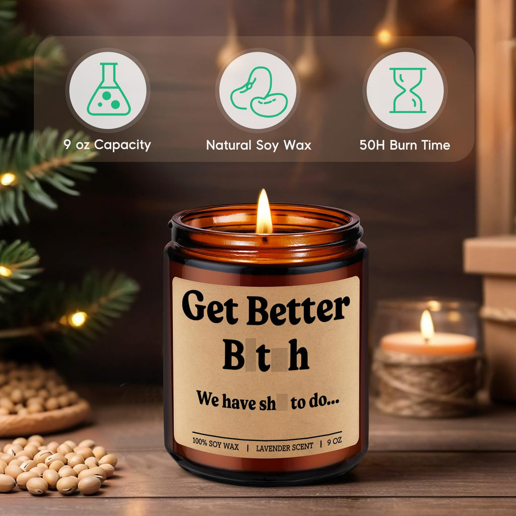 GSPY Candles - Get Better Soon, Funny Get Well Gifts, Surgery Recovery Gifts for Women, Men - After Knee Hip Surgery, Hysterectomy Recovery, Mastectomy, Broken Leg, Injury, Cancer, Feel Better Ideas