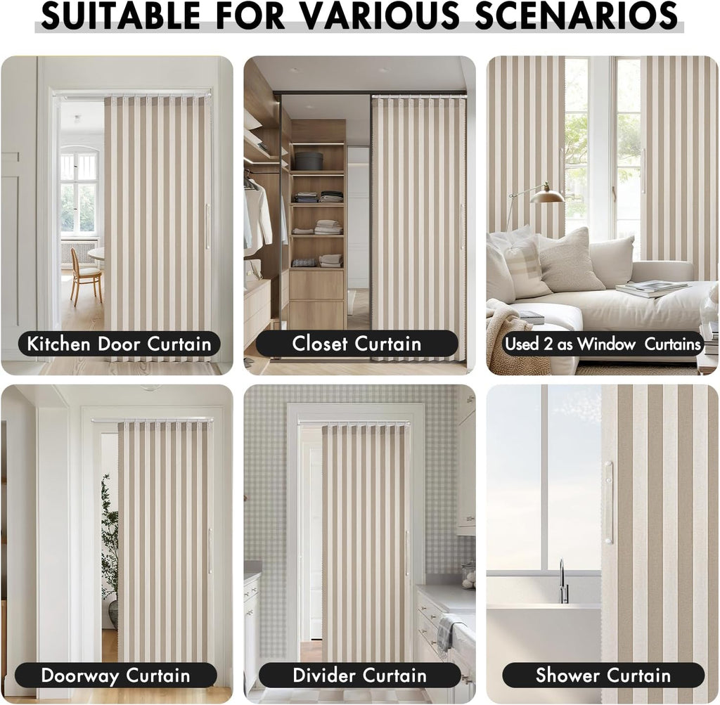 MIULEE Accordion Style Magnetic Folding Door Curtains - Pleated Cream Drapes for Room Divider | Beige, 39" x 78" Panel