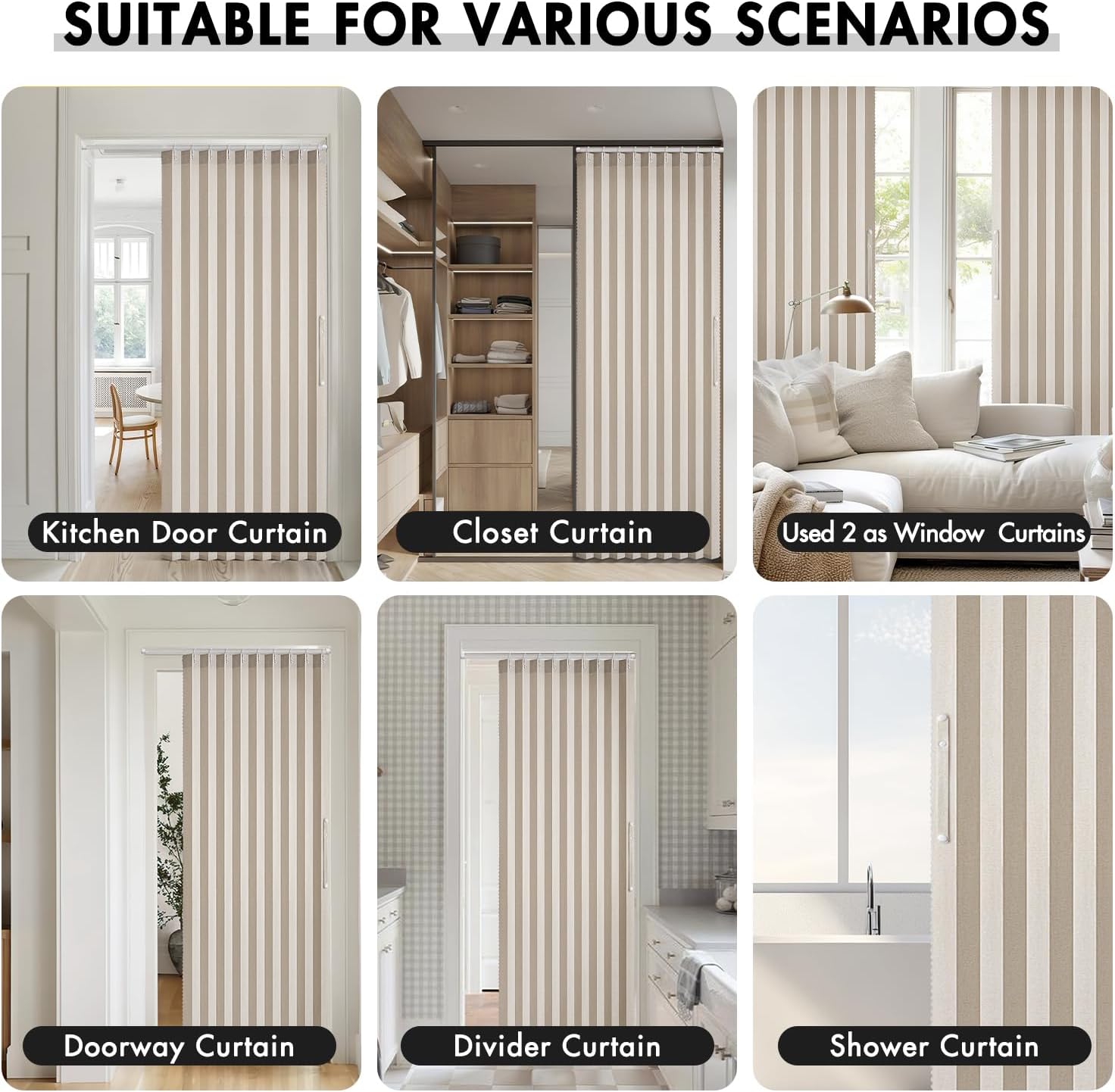 MIULEE Accordion Style Magnetic Folding Door Curtains - Pleated Cream Drapes for Room Divider | Beige, 39" x 78" Panel