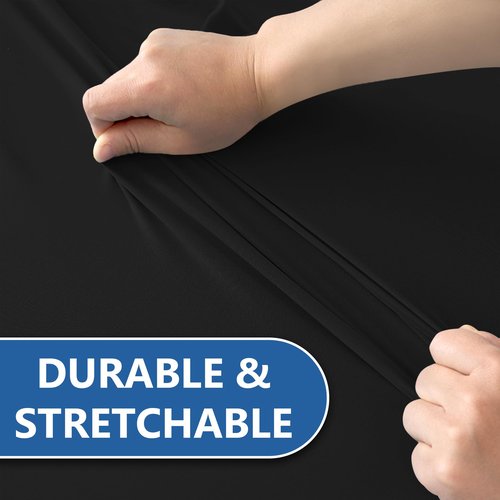 Enjoyidea Fitted Tablecloth for 8 Foot Rectangle Tables-10 Pack Black Elastic Outdoor Picnic Table Cover-Spandex Stretch Folding Table Cloths 8ft for Camping Dining Room Patio Kitchen Banquet Party