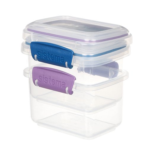 Sistema Klip It Food Storage Containers, 400 mL, Assorted Colours, 2 Pack