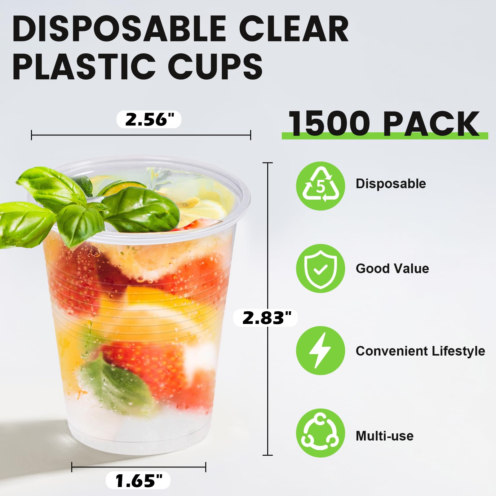 Lamosi 1500 Pack 5 oz Clear Plastic Cups, Small Disposable Bathroom Cups Bulk, 5 Ounce Plastic Cup for Mouthwash, Sample, Transparent Tumblers for Party, Hospital, School and Home
