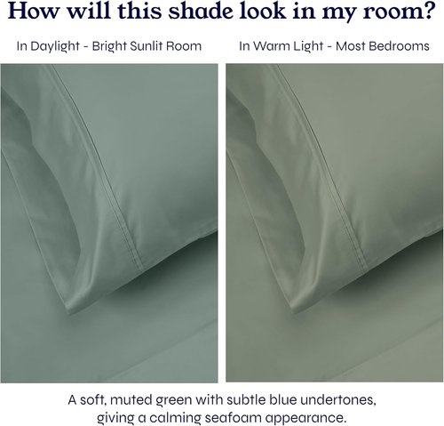 California Design Den King Size Pillowcase Set - 400 Thread Count 100% Cotton Sateen | Soft Sage Green, Set of 2