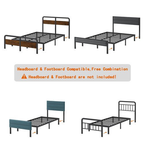 Cieemine 10 Inch King Size Bed Frame, Platform Metal Bed Frame King Heavy Duty Steel Slat Mattress Foundation, No Box Spring Needed, Easy Assembly, Noise-Free, Black