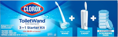 Clorox ToiletWand Cleaning Kit - Includes Caddy & 6 Refills for Effortless Toilet Care