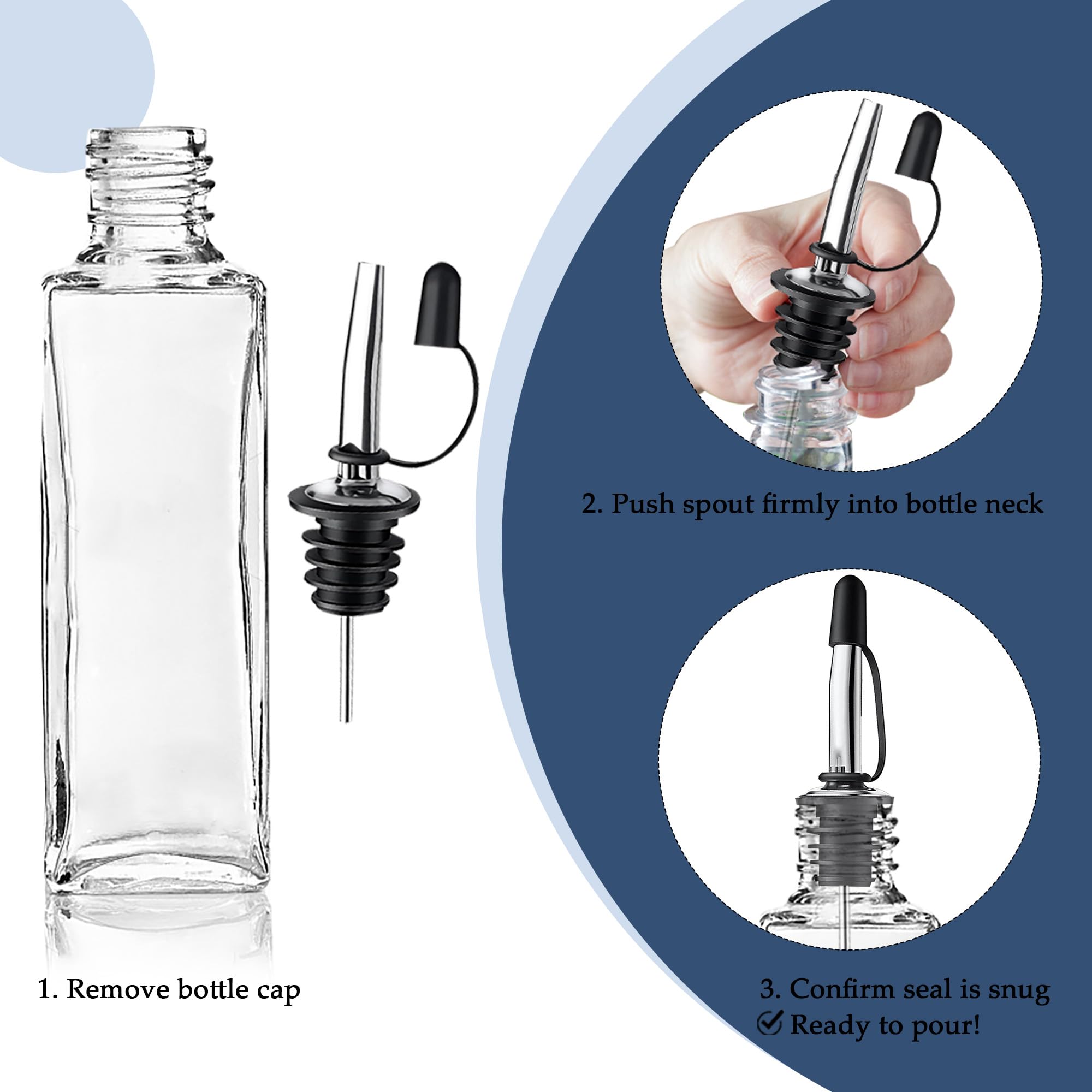 12 Pack Leak-Proof Dust Cap Wine Pourers,Stainless Steel Bottle Pourers for Alcohol, Olive Oil & Syrups- Fast, Controlled Pouring,Bar & Home Kitchen Accessories