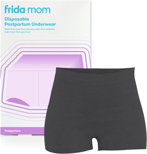 Frida Mom Postpartum Underwear - 8pc Disposable Boyshort Panties, Seamless Stretch Support | Size Regular (28in-42in)