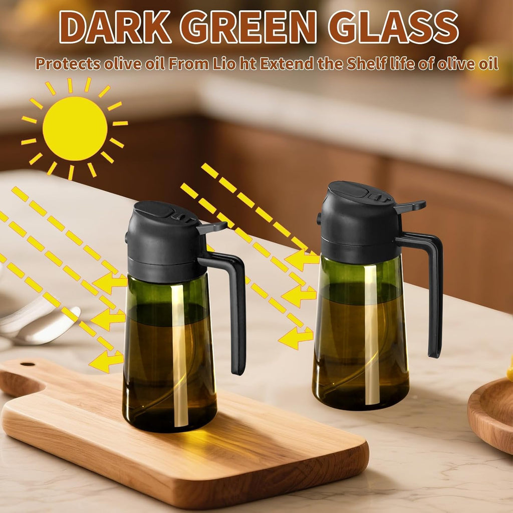 Sweet View Olive Oil Sprayer - 16oz Glass Light-Proof Oil Pourer for Cooking & BBQ