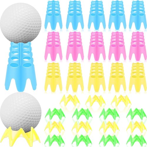 Honoson Golf Simulator Tees - 30 Durable Plastic Tees for Indoor/Outdoor Practice | 15 Tall & 15 Small
