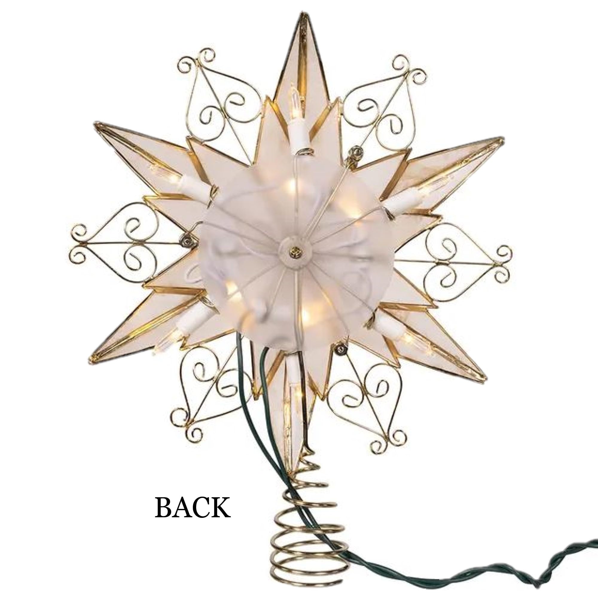 Kurt Adler 10 Lights LED Capiz Star + Scroll Treetop
