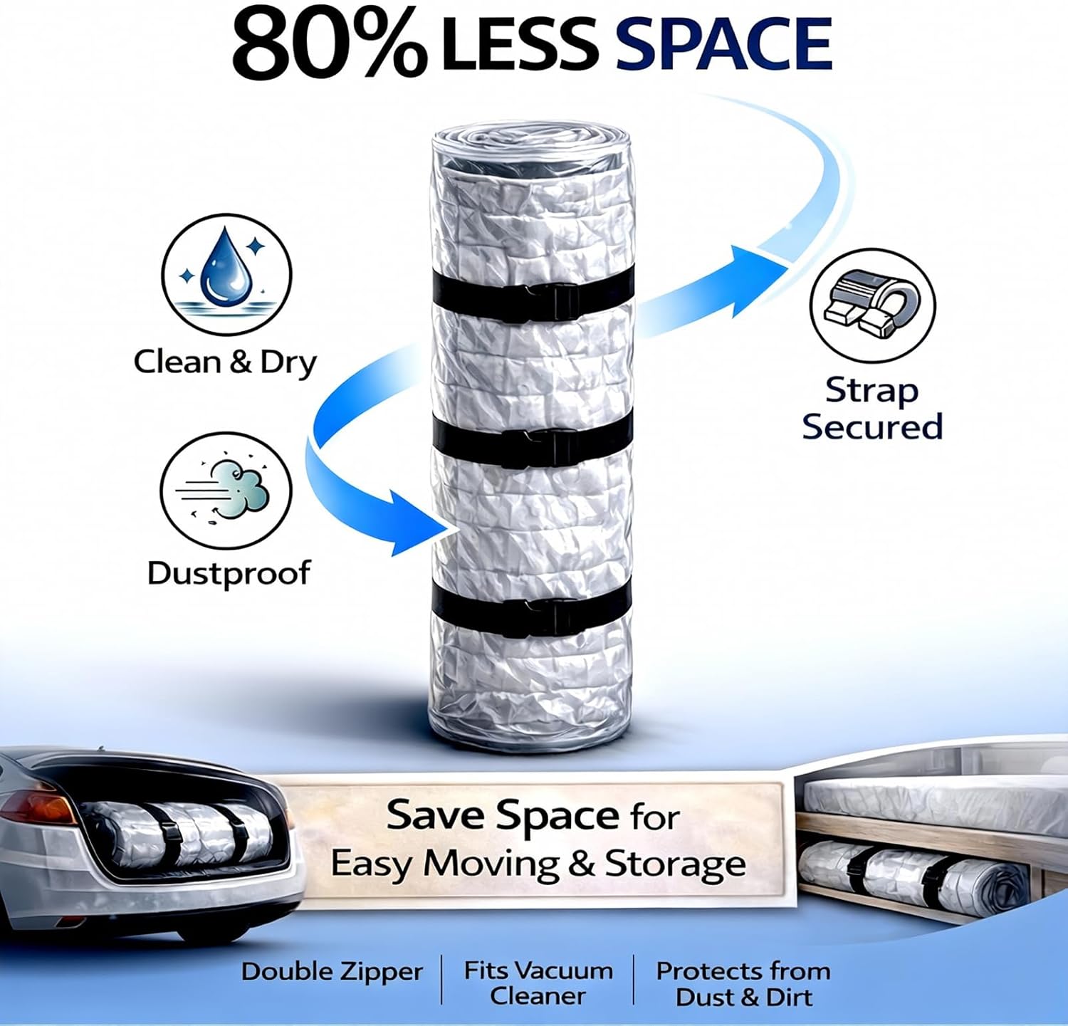 Memory Foam Mattress Vacuum Bag - Heavy Duty Compression Storage Solution with Straps | Twin/Twin-XL Size