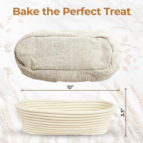 Banneton Bread Proofing Basket 9" Oval | Sourdough Proofing Basket with Linen Liner | Oval Banneton Bread Basket for Sourdough Baking Supplies | Non-Stick Bread Proofing Bowl for Perfect Loaves
