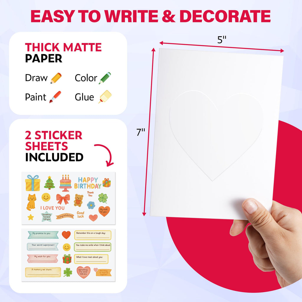 Top Life Recordable Greeting Card - Unmatched 60-Second Custom Voice Message - Embossed Heart Cover and Sticker Sheets - DIY Talking Card with Red Envelope for Birthday, Wedding, Anniversary