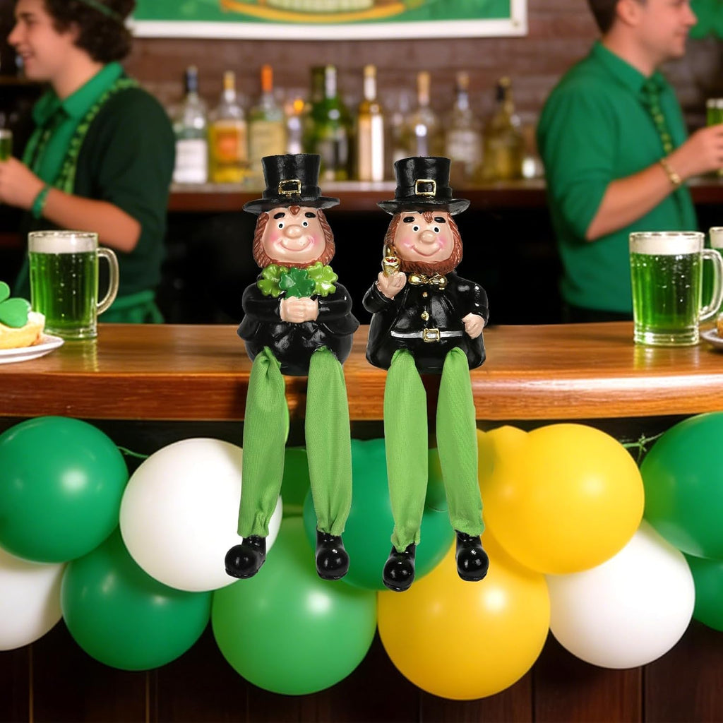 SYNCVIBE St. Patrick's Day Decorations - Set of 2 Resin Leprechaun Figurines | Lucky Irish Home Decor