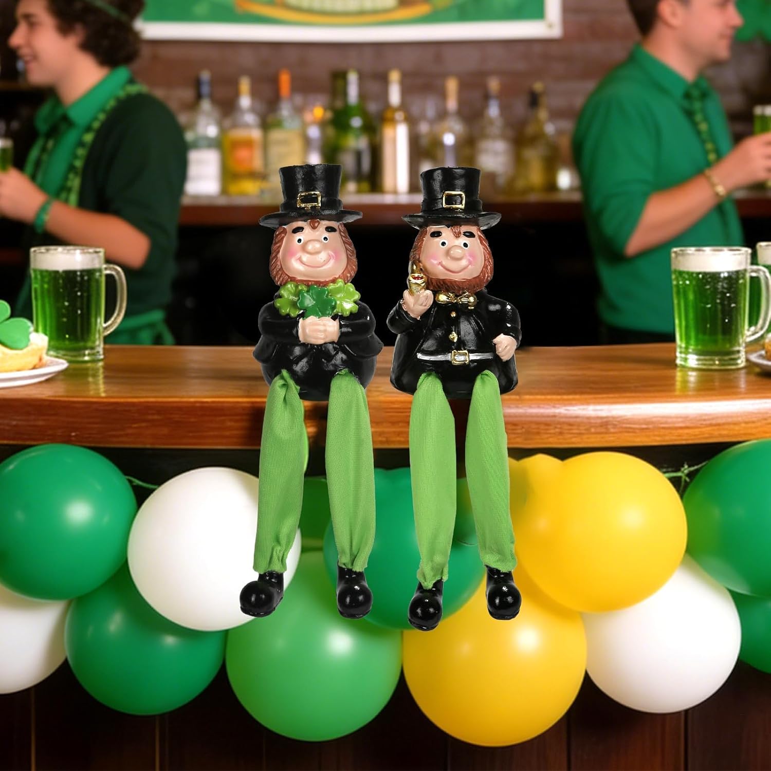 SYNCVIBE St. Patrick's Day Decorations - Set of 2 Resin Leprechaun Figurines | Lucky Irish Home Decor