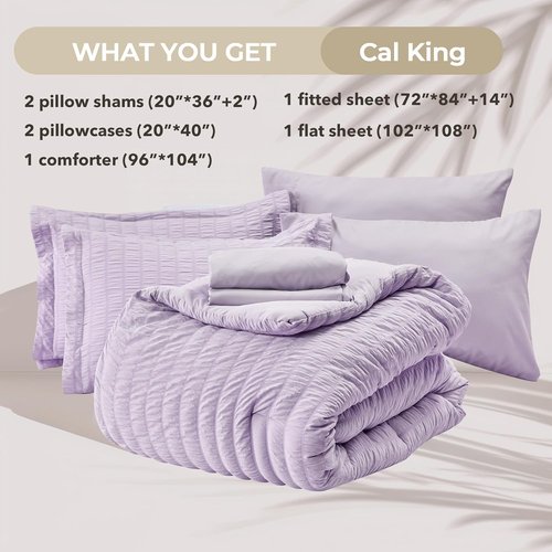 HYMOKEGE Lavender California King Comforter Set - 7-Piece All-Season Luxury Bedding Ensemble