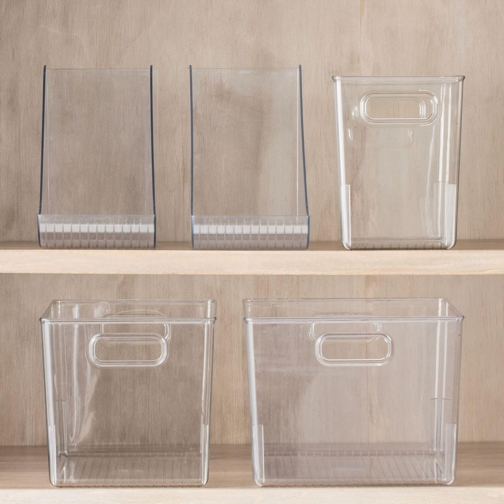 mDesign Plastic Storage Closet Organizer Bin, Container Bin for Entryway, Hallway, Linen, and Coat Closet - Organization for Clothing, Blankets, Toys, and Accessories, Ligne Collection, 4 Pack, Clear