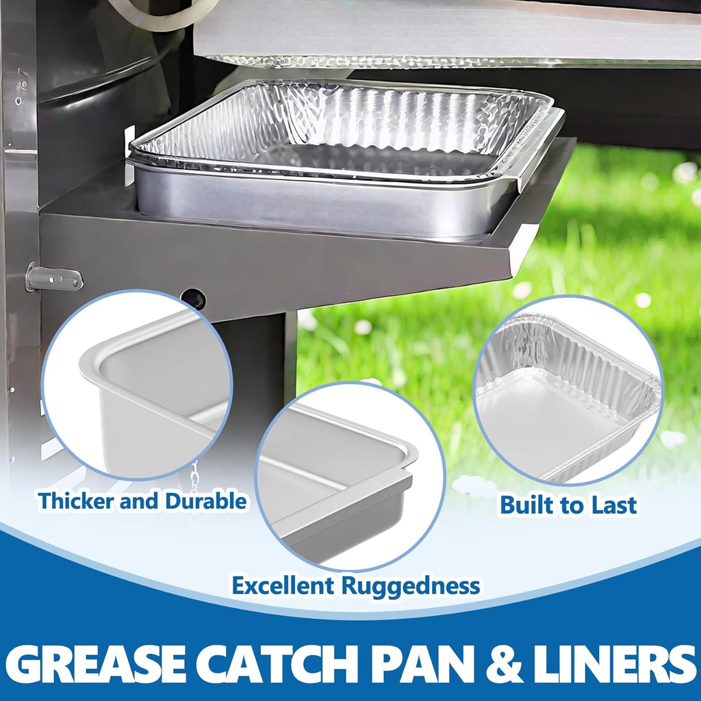 **SafBbcue Grease Catch Pan - Replacement Tray for Weber Spirit & Genesis II Grills | Includes Disposable Liners**