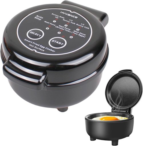 Hyvance Smart Fried Egg Cooker - Automatic Maker for 6 Styles | Non-Stick, Auto Power Off, Black