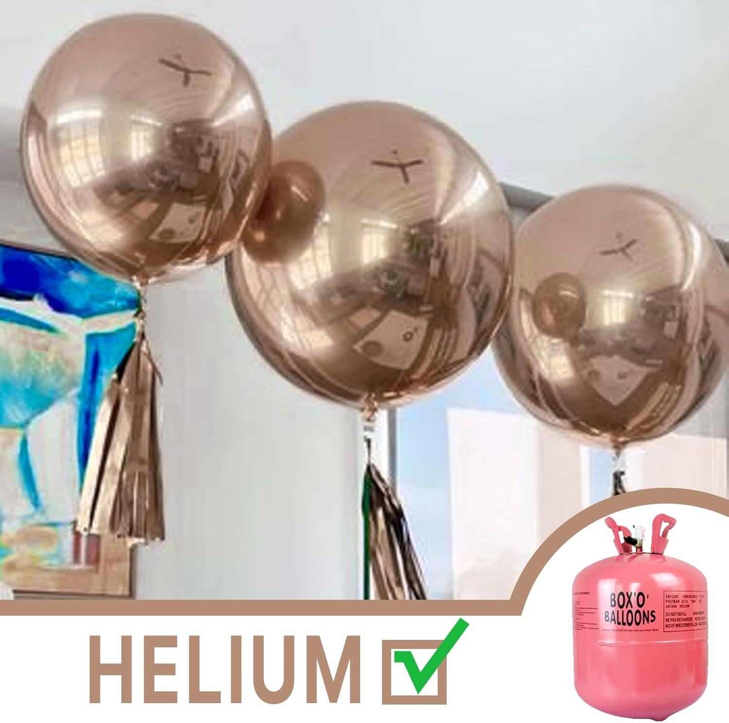 PartyWoo Metallic Rose Gold Balloons - 36 Inch Chrome Champagne Gold Latex - Perfect for Weddings & Celebrations