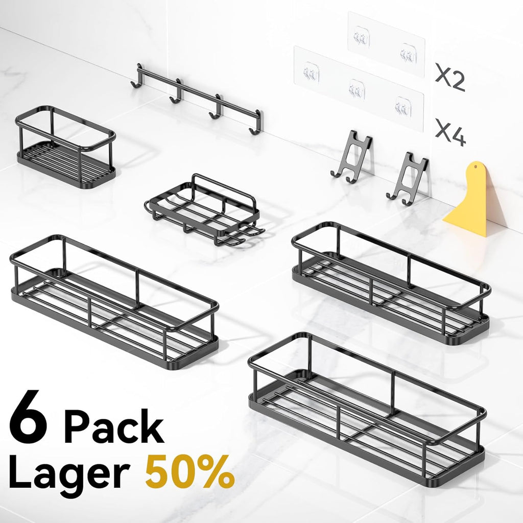 YASONIC Shower Caddy - Large Capacity Organizer with Soap Holder & 16 Hooks - 8 Pack