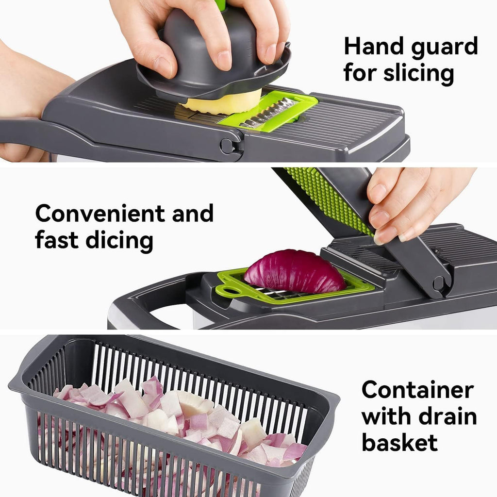 Badelite Multi-Function Vegetable Chopper - 12-in-1 Pro Veggie Slicer & Dicer with Container for Easy Food Prep